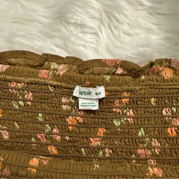 Aerie Floral Puff Sleeve Blouse in Brown - Picture 3 of 5